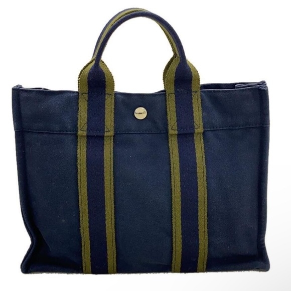 Hermes Fourre Tout MM Tote Bag Canvas Authentic in Excellent Condition